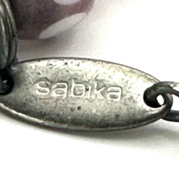 Sabika Stretch Bracelet & Earrings Set S14 Pinky Mauve & Cream Polka Dots - Picture 9 of 11